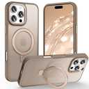 Lufanbis Magnetic for iPhone 16 Pro Max Case with Ring Stand, [10 FT Drop Protection] [Velvety Touch] Slim Translucent Matte Back Shockproof Phone Case for iPhone 16 Pro Max 6.9'', Bronze
