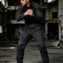 Men's Tactical Pants | Water Resistant Camo Cargo Pants Ripstop EDC Work Hiking Pants with 10 Pockets No Belt (Black)