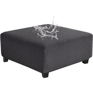 Levoberg Waterproof Square Ottoman Cover Large Square Folding Storage Ottoman Bench Slipcovers Footrest Stool Covers Oversized Ottoman Coffee Table Covers Cube with Elastic Bottom L Dark Gray