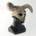 2 x Kuberas Demon Skull Mask Devil Antelope Sheep Horn Full Head Mask Animal Skull Mask Ram Horns Scary Halloween Mask for Adult (One Size)