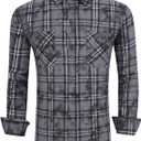 Alex Vando Mens Button Down Shirts Flannel Shirt Long Sleeve (Gray, XL)