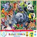 Masterpieces 48 Piece Fun Facts Jigsaw Puzzle for Kids - Safari Friends Wood Puzzle - 12"x12"