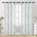 MYSKY HOME Green Botanical Leaf Curtains 84 inch Long 2 Panels Set Spring Curtains Patio Eucalyptus Leaf Pattern Grommet Thermal Insulated Drapes for Living Room Bedroom Farmhouse Country