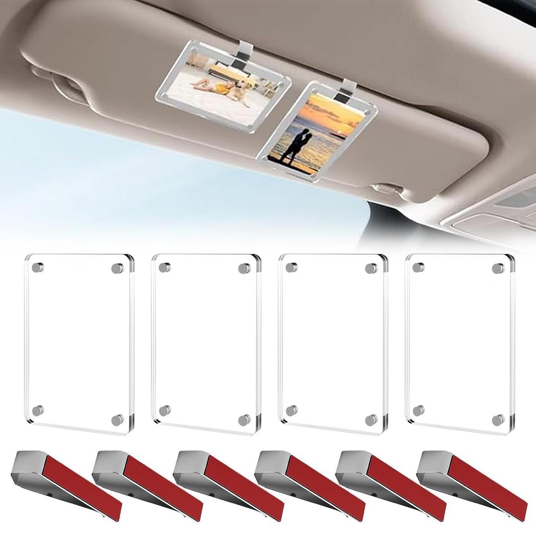 10 Pack Car Visor Photo Clip, 2.36" x 3.54" Car Picture Holder for Sun Visor Wallet Size Display Frame, Horizontal Vertical Sun Visor Mount Accessory Personalized Interior Memory Showcase