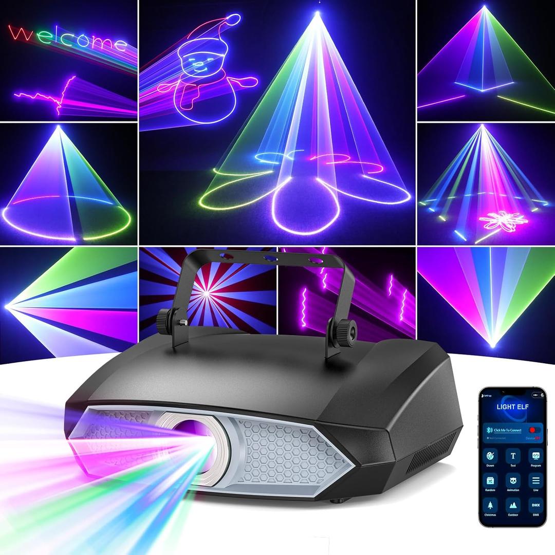 DJ Laser Light for Party,3D Animation Laser Machine,Multiple Control Functions,Support Manual Graffiti, Text Playback, and Personalized Programming,Suitable for DJ Parties, KTV Bars and Events (Black)
