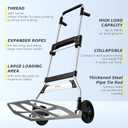 Teprovo Folding Hand Truck Dolly Cart,340LB Capacity Portable Aluminum Dolly Cart with Telescoping Handle and 7 Inch Rubber Wheels for Moving,Shopping,Travel,Office Use