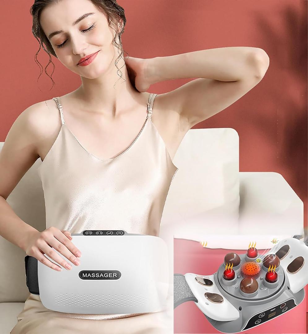 BianStone Abdominal Massager, Automatic Abdominal Kneader with LCD Display, 2000 MAh Long Battery Life, 5 Modes, 3 Levels of Intensity, Relief of Abdominal, Back, Neck and Leg Pains
