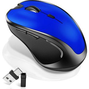 Mouse for MacBook Wireless Bluetooth Mouse Laptop MacBook Air Mac Pro Rechargeable Silent PC iPad Optical Mouse with Jiggler Dual Mode Switch Bluetooth 5.2/3.0 and 2.4GHz USB Type-C Receiver Blue