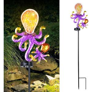 Yiosax-Solar Outdoor Lights Decorative-Yard Outdoor Decorative - Garden Stakes Octopus Decorative Waterproof 7 LED Light Decor Ocean Beach Theme for Lawn Path Yard Decoration Gift Idea