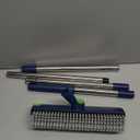 Floor Scrub Brush with Long Handle: 3 in 1 Heavy-Duty Floor Scrubber Brush with Squeegee for Cleaning Tile Bathroom Deck Kitchen Patio - Blue