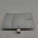 deweisn Floor Mount Tri-Fold Lighted Vanity Mirror with 21 LED Lights, Touch Screen and 3X/2X/1X Magnification, Two Power Supply Modes Make Up Mirror,Travel Mirror (White)