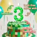 Green Pixel 3rd Birthday Number Candles, Number 3 Candle Cake Topper Decorations for Green Pixel Game Themed Parties, Birthday Cake Candles for Boys Girls Kids Party Supplies