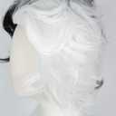 Linfairy Half White and Half Black 2 Tone Wig Halloween Costume Cosplay Wig for Women