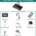 Black Kitchen Sink, Stainless Steel Single Bowl Sink Kit, 27 * 18in