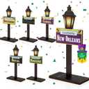 6 Pcs Mardi Gras Decorations, New Orleans Street Signs, Sturdy & Stable Table Centerpieces, Wooden Table Signs, Mardi Gras Party Supplies