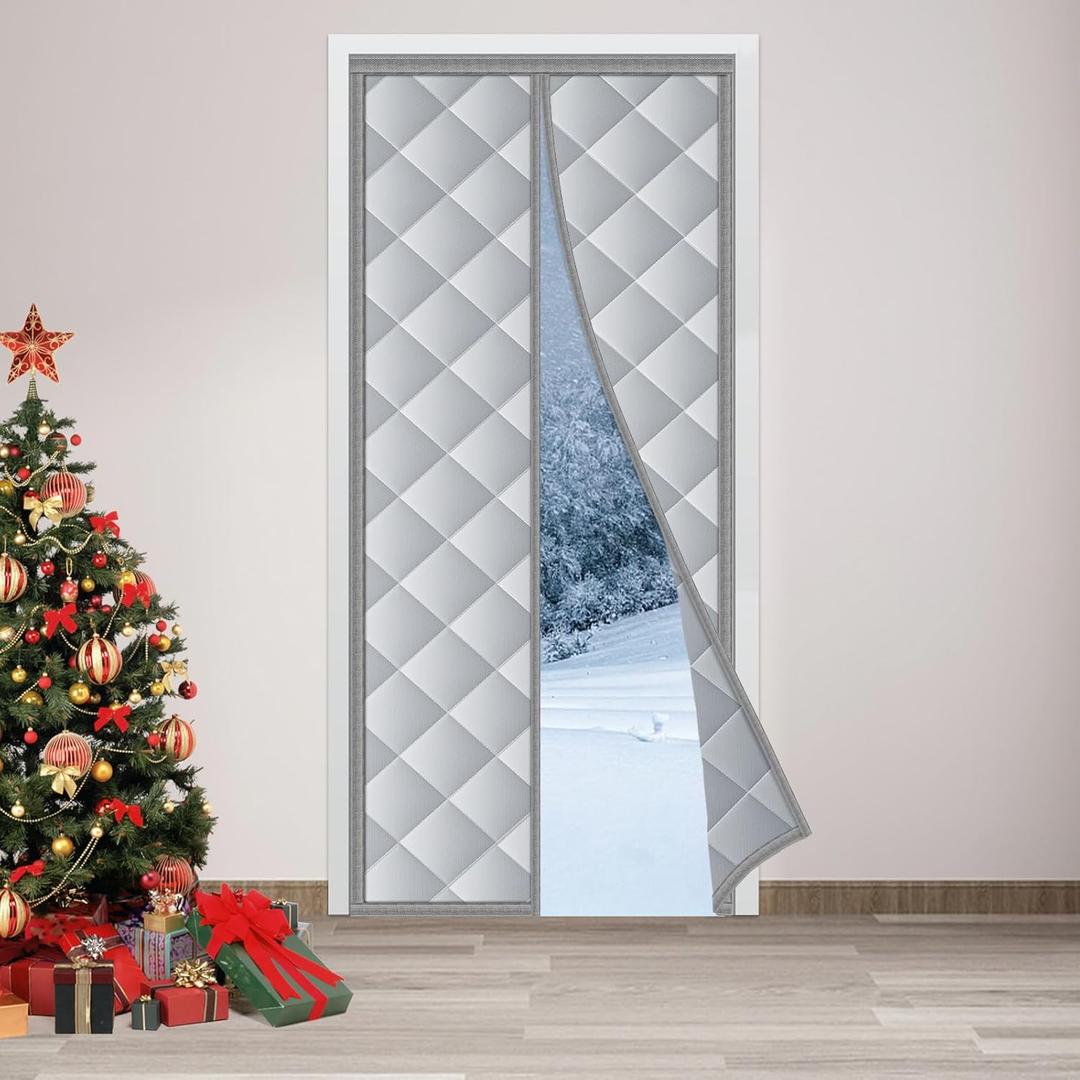 HOXHA Magnetic Thermal Inlusated Door Curtain Fits Door Size 32  80 Inch, Weatherproof, Windproof, Soundproof Door Screen Magnetic Closure