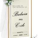 UDEAR Metal Wedding Sign Holder, Elegant Easel Stand Display Frame for Welcome Signs, Seating Charts, Floral Ceremony Decor, Birthday Party Signage, Gold