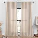 DaysU Linen Curtains - 108 Inch Long, 2 Panel Set for Bedroom/Living Room, Oatmeal Semi Sheer Farmhouse, Rod Pocket, Light Filtering Privacy (54"W x 108"L (Pack of 2))