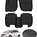 KUST All Weather Floor Mats for Honda Fit 2015 2016 2017 2018 2019 2020 Custom Fit Floor Liner 1st & 2nd Row Liners Black Non-Slip