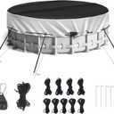 NEVERLAND Winter Pool Cover 24FT Round - Heavy-Duty 420D Oxford Above Ground Swimming Pool Cover, Debris-Proof, Cold-Resistant & UV-Resistant with Upgraded Adjustable Tensioner, Sliver
