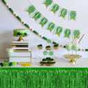 6 Pack 29x108 Inch Green Metallic Foil Fringe Table Skirts Banner for Tinsel Streamer Garland Curtains Backdrop for Parade Floats Wedding Baby Shower Birthday Christmas Halloween Party Decoration