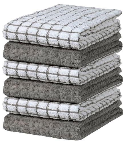 Bumble Kitchen Towels | 100% Cotton Dish Towels with Hanging Loop | 16"x 28" | 380GSM | Absorbent Kitchen Towel Set | 4 Pack, Gray