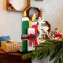 Thyle 3 Pcs Large Wooden Christmas Table Centerpiece Decorations, 15.7'' 12.6'' 9.8'' 3 Sizes Wooden Candle with Velvet Bows Farmhouse Wood Sign Decor for Home Office Crafts Table Fireplace Mantle