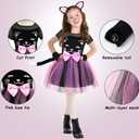 SVMK Girls Cat Costume Kids Toddler Kitty Dress Costumes Accessories Cat Ears Headband Gloves Tail Halloween Dress Up Cosplay (130)