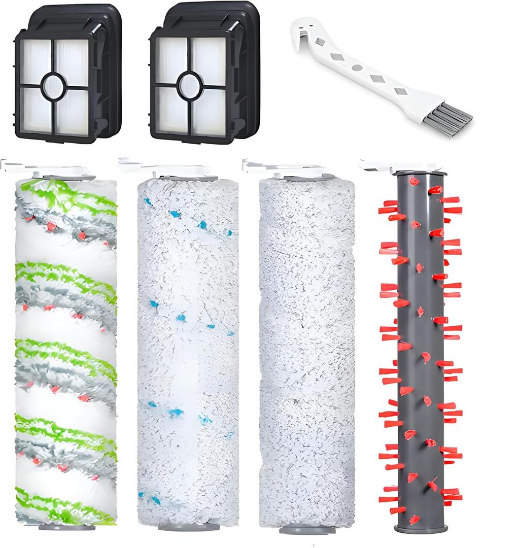 Crosswave Brush Roll and Filter for Bissell Crosswave Replacement Parts 2554 2554A 2590 2593 2596 and HydroSteam 35151 3515 35152 3513 3518, 4 Bissell Crosswave Brush Replacement and 2 Filter