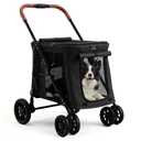 CANINE CANYON Scout Pet Stroller, Heavy Duty Dog Stroller for Large & Medium Dogs, Foldable Pet Stroller for 2 Small Dogs with All-Terrain Wheels, Storage Pocket & Cup Holder, 55 lbs Capacity, Black