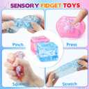 Chridark Ice Cube Fidget Toy for All Ages: 2 Pack Sensory Squishy Fidget Toys, Square Stress Balls, Classroom Prizes, Anxiety Relief Stress Cube Gift for Kids Teens Adults