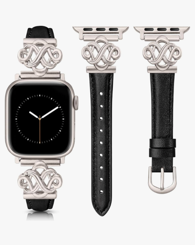 Wearlizer Slim Leather Band Compatible with Apple Watch Bands Women 38mm, Fancy Dressy Designer Thin Strap with Celtic Knot for iWatch