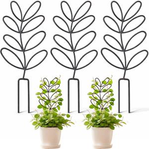 Plant Trellis Indoor Climbing Support - 3-Pack 12.6" Small Metal Garden Trellises for Potted Hoya Pothos Monstera - Rustproof Outdoor Gardening Accessories for Plant Lovers