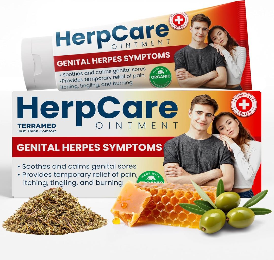 Herpes Genital Treatment | Herpcare Fast Acting Ointment | Can be Used on Cold Sore | Homeopathic Medicine | Soothes Itching, Tingling & Burning | Relief from The Symptoms of Genital Sore EXP:03-15-28