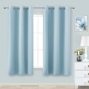 KOUFALL Baby Blue Curtains for Bedroom,Blackout Short Curtains for Nursery Boy Girls Bathroom Kitchen,45 Inch Length,Light Bluey (34"W x 45"L (Pack of 2))