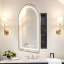 Lighted Arched Medicine Cabinet with LED Mirror - 20x31 Inch Recessed Bathroom Storage, Gold Arched Wall Mounted Mirror Cabinet, Arch Medicine Cabinet with Lights, Anti-Fog