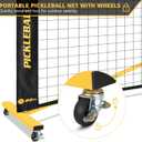 Portable Pickleball Net Set with Wheels, Regulation Size 22 FT & Half Court 11 FT, Steady Metal Frame Pickle Ball Net Set System with Carry Bag for Backyards, Driveways, and Garages