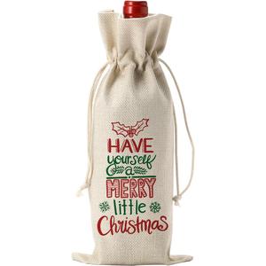 Funny Christmas Wine Bag, Have Yourself a Merry Little Christmas Wine Bags for Wine Bottles Gifts, Merry Xmas New Year Vacation Party Decorations Gifts for Women Men