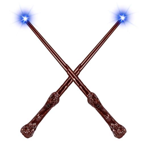 MagicRanger Light Up Wizard Magic Wands with Sound 2PCS Illuminating Witch Wand Set for Kids Cosplay Birthday Party Favors, Root, 20Pcs