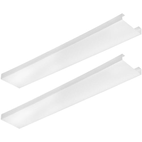 Beeveer 2 Pcs 48 Inch Fluorescent Light Covers Wrap Around Light Fixture Cover 4ft Two Bulb Replacement Wraparound Lens Transparent Square Lenses for 4ft LED Light, Ceiling Lights Home Kitchen Room