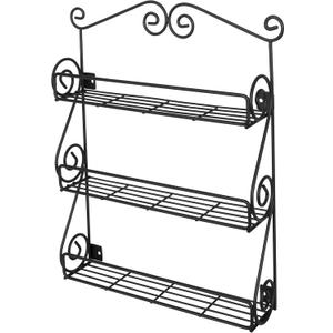 Spectrum Diversified Scroll Spice Wall Mount Rack, Black (3-Tier, Beauty & Nail Polish)