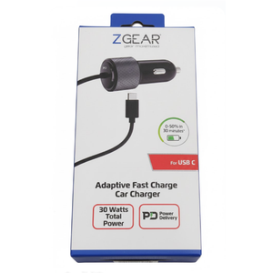 ZGear 30 Watts Adaptive Fast  Charge Car Charger Type-C