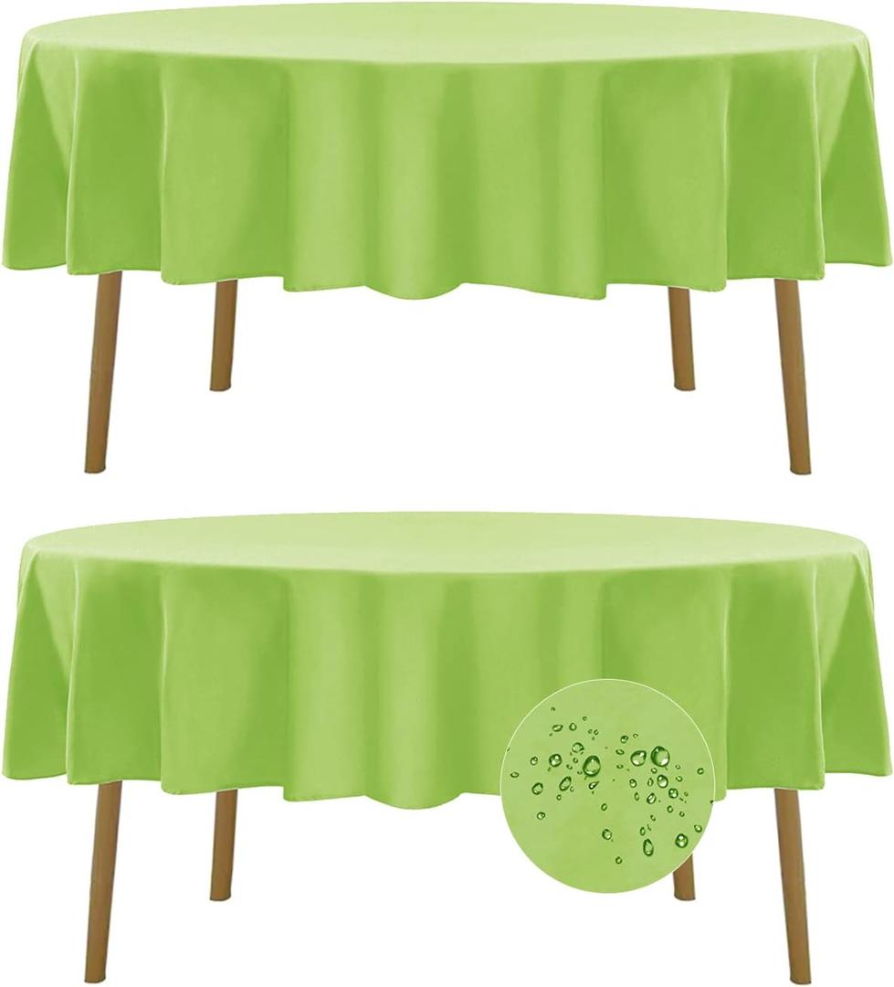 Fokitut 2 Pack Waterproof Round Tablecloth, 90 Inch, Stain Resistant and Wrinkle Polyester Table Cloth, Fabric Table Cover for Kitchen Dining, Wedding, Party, Holiday Dinner-Apple Green Fokitut 2 Pack Waterproof Round Tablecloth, 90 Inch, Stain Resistant and Wrinkle Polyester Table Cloth, Fabric Table Cover for Kitchen Dining, Wedding, Party, Holiday Dinner-Apple Green