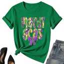 Mardi Gr Bow Shirt for Women – Fat Tuesday Short Sleeve New Orleans Party Tee Tops XL