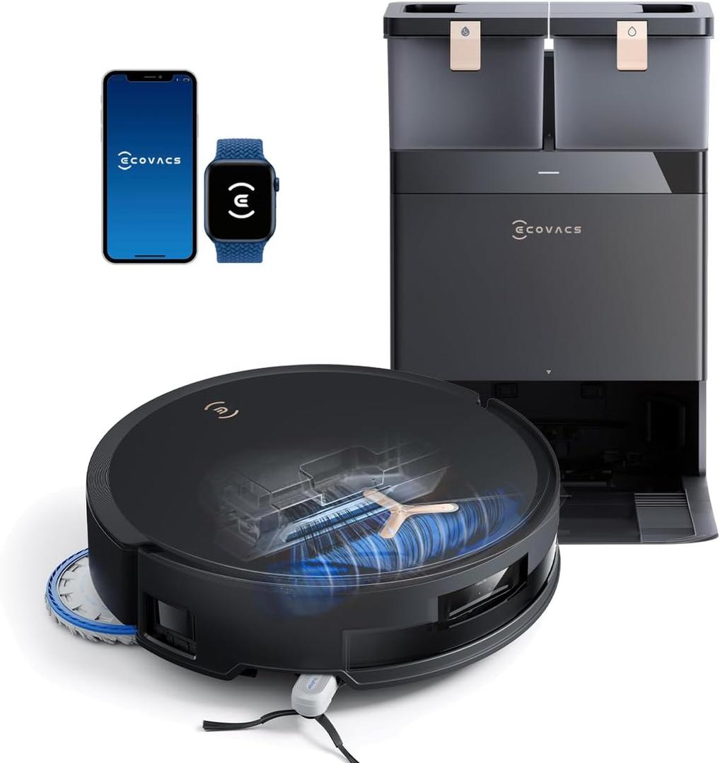ECOVACS DEEBOT T50 MAX Robot Vacuum and Mop,18,500Pa Blast Suction,12-in-1 Omni Station,18mm Auto Mop Lift, Zero Tangle, TruEdge Edge Cleaning, Perfect for Pet Hair, Carpets & Hard Floors