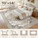 10x14 Washable Area Rugs for Living Room: Non Slip Vintage Brown Rug, Large Soft Stain Resistant Indoor Floor Carpets for Bedroom Dining Room Farmhouse Nursery Home Office Kid & Pet Friendly
