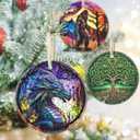 3.5 Inch Ceramic Christmas Tree Ornament, Dragon Christmas Ornaments, Heirloom Keepsake, Gift Exchange, Gift Idea, Bauble Present