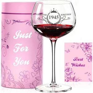 81TH Birthday Gifts for Women, Vintage 1945 Engraved Wine Glasses, Happy 81th Birthday Decorations, Unique 81 Year Old Birthday Gift Ideas for Women, Sister, Friends, Daughter, Mom