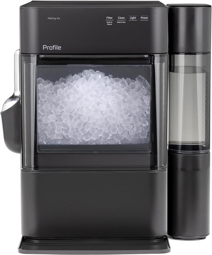GE Profile Opal 2.0 Ultra Nugget Ice Maker with .75 Gallon Side Tank and Scale Inhibiting Filter, Scoop Included, 38 lbs in 24 Hours, Pellet Ice Machine with WiFi & Smart Connected, Black