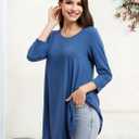 ENMAIN Tunic Tops for Women 3/4 Sleeve Plus Size Women's Tunics Loose Fit Floral Swing Flare Ladies Blouse for Leggings (Blue, M)